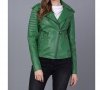 Дамско кожено яке в зелено марка Basics & More , снимка 1 - Якета - 38508835