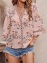 Дамска риза с разкроени ръкави и щампа с V-образно деколте, 5цвята , снимка 7