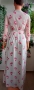 Бяла дълга кенарена рокля с розови цветя., снимка 5