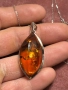 Сребърно колие кехлибар, снимка 1