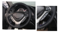 Кожен калъф за волан за шиене със син шев за Honda Accord 8 2008-2015г Перфорирана кожена тапицерия, снимка 4