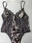 Черно боди прашка от сатен, дантела и тюл S размер, снимка 2