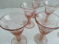 Антикварни чашки  за ракия цветно розово стъкло, снимка 4