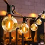 AUOPLUS Led крушки,15M G40 Patio String Lights с 25 нечупливи димируеми LED пластмасови круш, снимка 1
