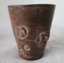 Стара чаша керамика, с театрални маски и печати, снимка 1 - Други - 31812702