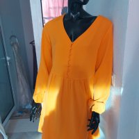официална рокля с ръкави в портокал, снимка 2 - Рокли - 37921547