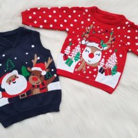 Коледен пуловер 1-2-3 години, снимка 1 - Бебешки блузки - 30815595