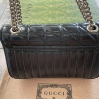 Оригинална Гучи Черна Кожена чанта Gucci Marmont Дръжка И Синджирv GG, снимка 6 - Чанти - 42158336