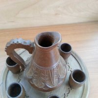 Дървен декоративен сервиз чашки и гарафа , снимка 2 - Антикварни и старинни предмети - 30214713