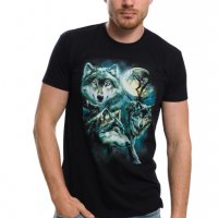 Нова мъжка тениска с дигитален печат Вълци, пълнолуние, Серия вълци, снимка 6 - Тениски - 29040473