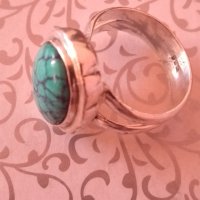 Сребърен пръстен със естествен тюркоаз, снимка 2 - Пръстени - 39899224