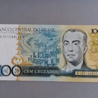 Банкнота - Бразилия - 100 крузадос UNC | 1987г., снимка 1 - Нумизматика и бонистика - 42570539