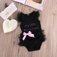 Бебешко памучно боди със сатенена панделка Малка черна рокля, снимка 2 - Бодита за бебе - 40863201