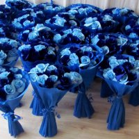 Букети и букетчета в синьо, снимка 1 - Изкуствени цветя - 31382192