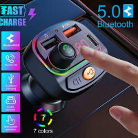 Трансмитер за кола, Bluetooth, AUX, USB, Type C, RGB , снимка 2 - Аксесоари и консумативи - 36534956