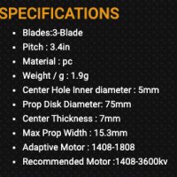 Продавам Витла Gemfan GemFan 75 mm Duct (3 inch)  за състезателни дронове FPV, снимка 2 - Други спортове - 40178692