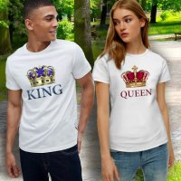 Тениски за семейства и влюбени двойки King & Queen , снимка 1 - Тениски - 31033646