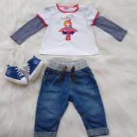 Дънки блуза и буйки за малка дама 3-6 месеца, снимка 9 - Комплекти за бебе - 29855182