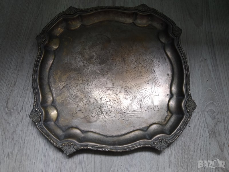 посребрен месингов поднос арт деко, снимка 1