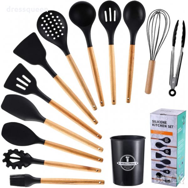 2776Силиконови кухненски прибори 12бр с поставка, снимка 1