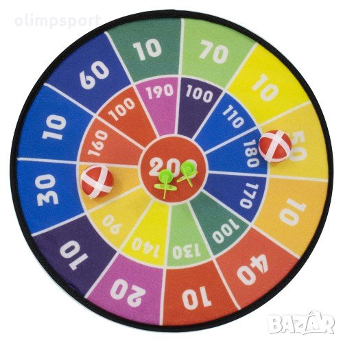 Велкро дартс с мека, безопасна мишена и диаметър 36 см. Комплектът съдържа две топчета и две стрелич, снимка 1
