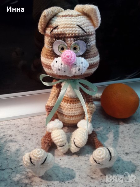 Котенце Мурзилка, Плетена играчка, Ръчно изработена, Перфектен подарък, снимка 1