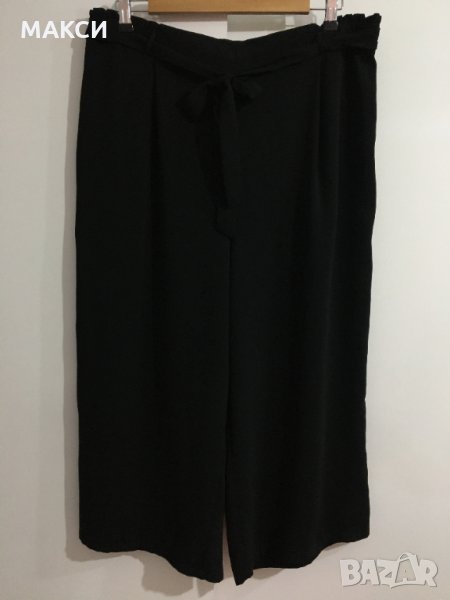 Марков макси ефектен 3/4 панталон с ластичен колан в черно, снимка 1