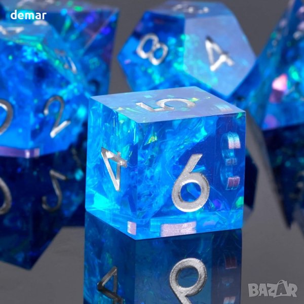 HKDZ DND Комплект зарове Resin Dice с кутия и чанта за зарове, снимка 1