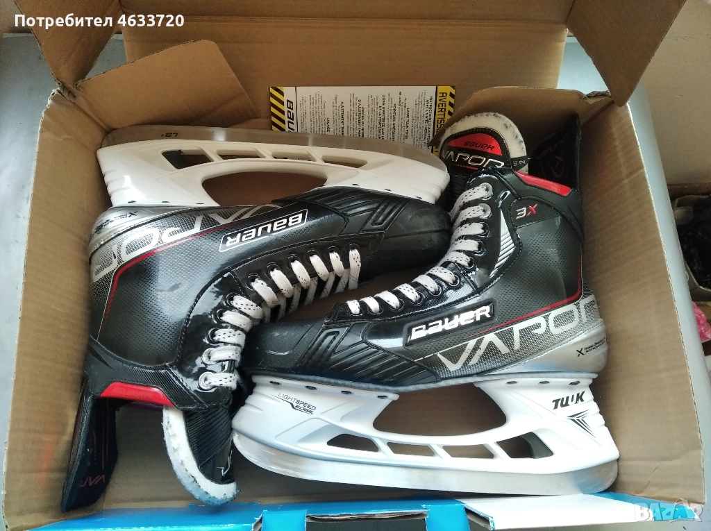 Кънки за лед, хокей Bauer Vapor 3X, номер 46.5, 47, снимка 1