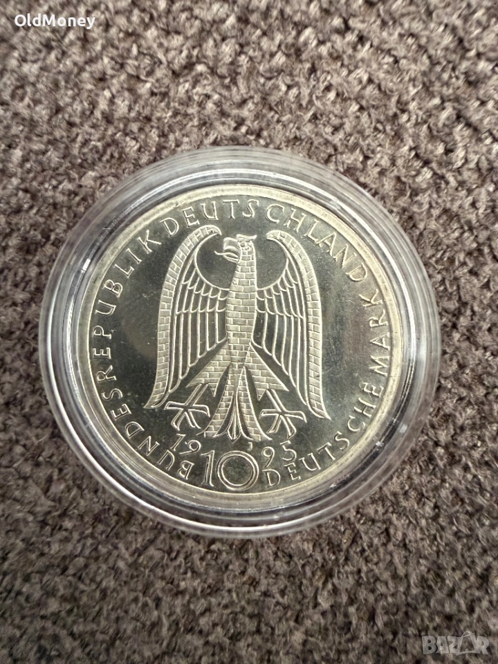 10 Марки Германия 1995 г. 15гр. Сребро - 50 години мир., снимка 1