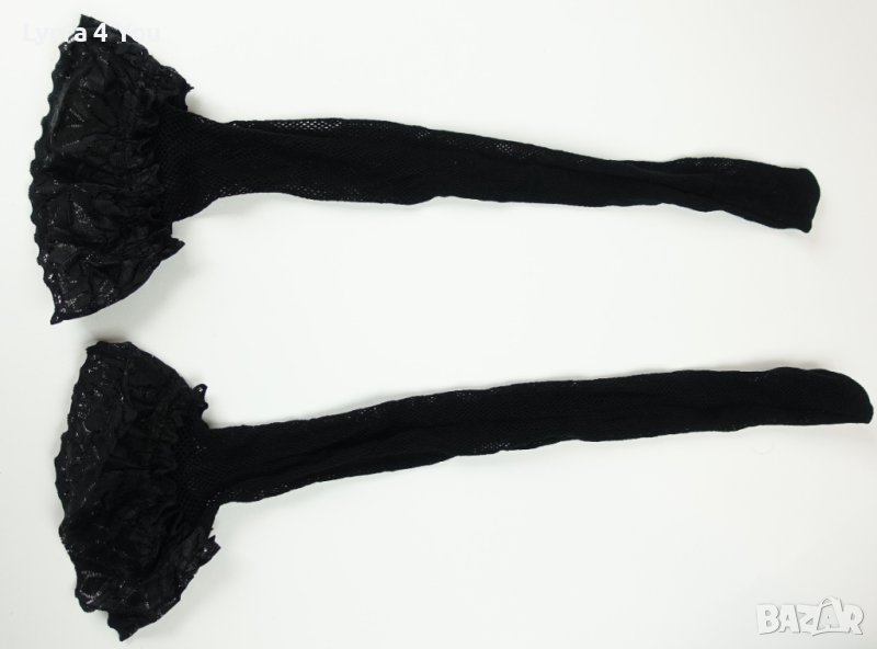 S нови черни мрежести чорапи със силикон, снимка 1