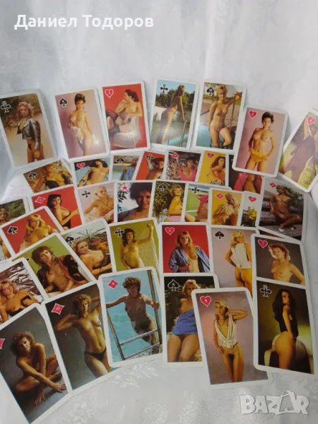 Стари Еротични карти за игра - 55 бр.   с кутийка., снимка 1