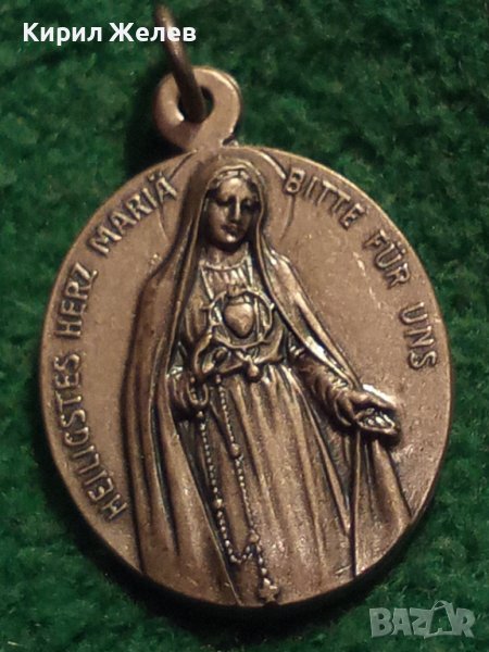 СТАРИННА ГЕРМАНСКА РЯДКА РИМОКАТОЛИЧЕСКА ПОСРЕБРЕНА НАГРЪДНА ИКОНКА ДВУСТРАННА 31254, снимка 1