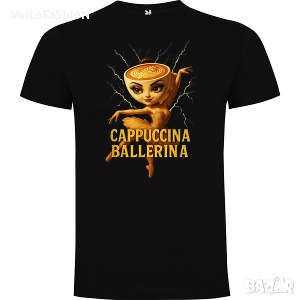 Уникална нова детска тениска с Балерина Капучина (Ballerina Cappuccina) в черен цвят , снимка 1