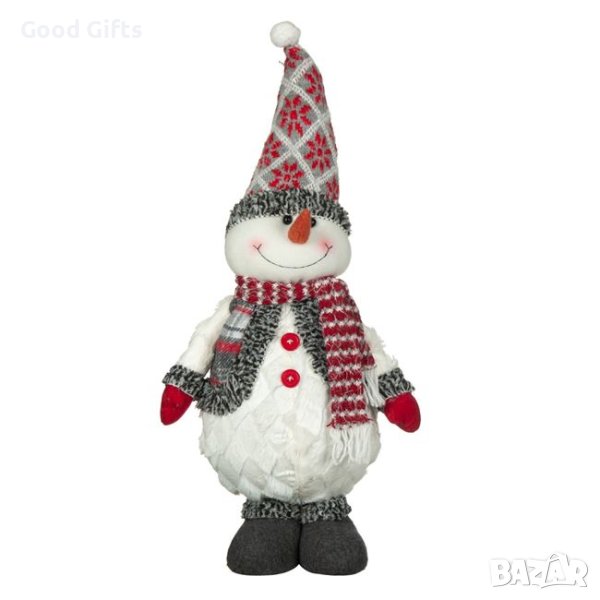 Коледен Снежен човек, Бял с червени копчета, 61см, снимка 1