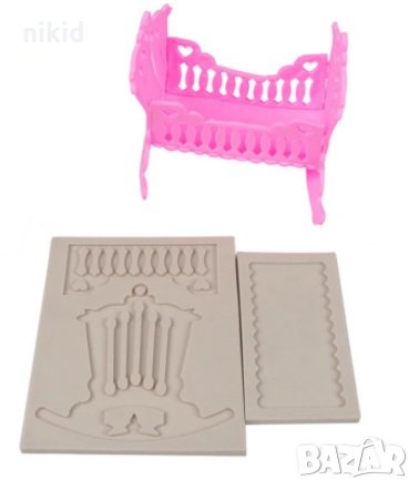 2 части Голяма бебешка кошара силиконов молд за фондан украса торта декорация шоколад гипс пано, снимка 1