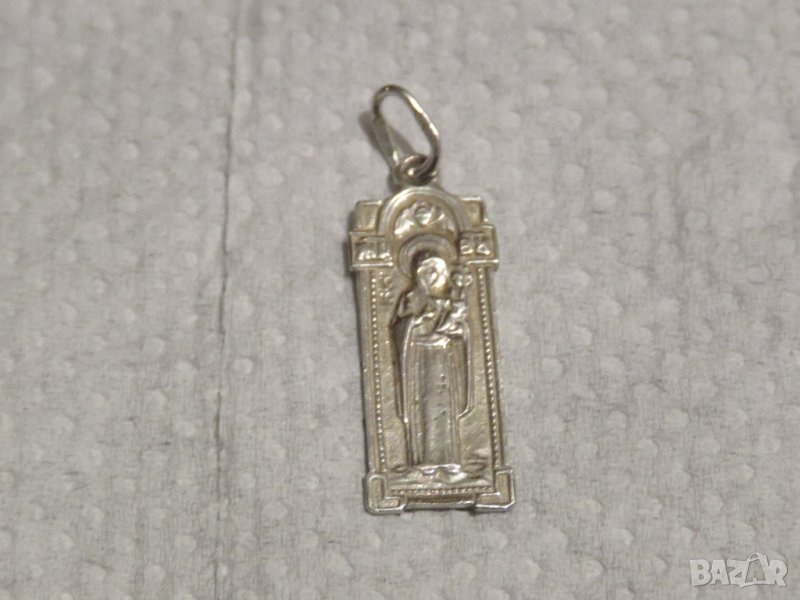 сребърен медальон, сребърно колие богородица с молебен канон Пресвета Богородице, спаси нас!, снимка 1