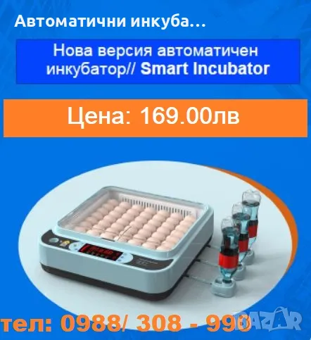 Продавам мини Smart автоматичен инкубатор за 24 яйца. 220V / 12V, снимка 1