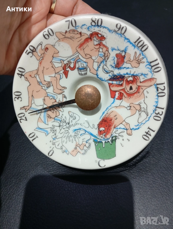 Стар термометър за сауна маркиран, снимка 1