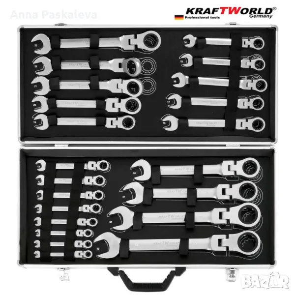 22бр. чупещи звездогаечни тресчотъчни ключове KRAFTWORLD 6-32mm, снимка 1