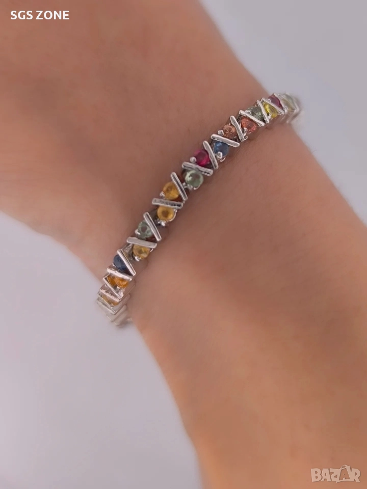 нежна сребърна гривна с мултитурмалин, снимка 1