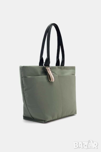 Дамска чанта с цип и два джоба Pull&Bear, 30x42x14.5 см, Каки, снимка 1