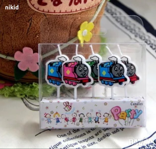 5 бр свещи свещ с Thomas Томас влакчето торта Рожден ден детско парти фигурки топери, снимка 1