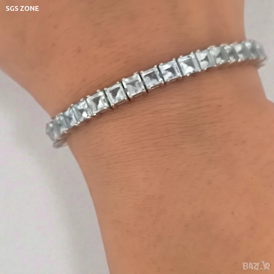 Сребърна гривна с естествен топаз, шлифован топаз, снимка 1