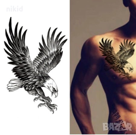 3D Орел временна татуировка татос татус Tattoo, снимка 1