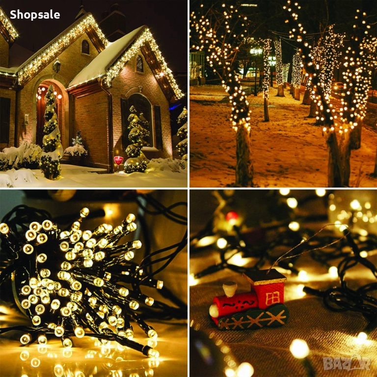 SD 12 - Соларни коледни лампички 12 метра , 100 лампи  5 програми , 4 цвята по избор, снимка 1