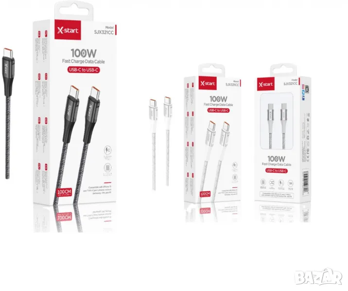 USB-C ,кабел за  бързо зареждане,100W, 1 Метър ,SJX321CC, снимка 1