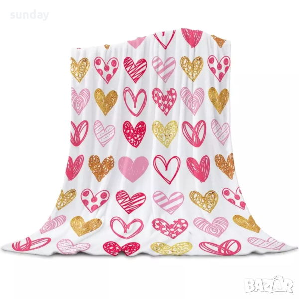 Налични пухкави одеяла на сърца, снимка 1