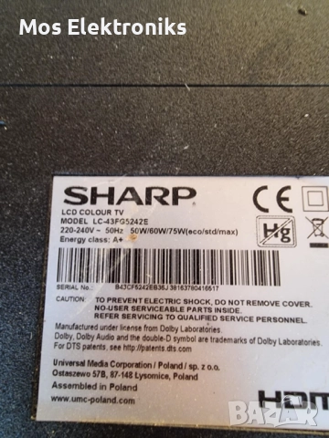 MainBoard - TP.MS6486.PB711 - SHARP-43FG5242E, снимка 4 - Части и Платки - 51897773