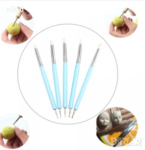 5 бр двустранни инструмента инструменти за декориране на торта и маникюр точкатори и избутвач, снимка 2 - Други - 30592749